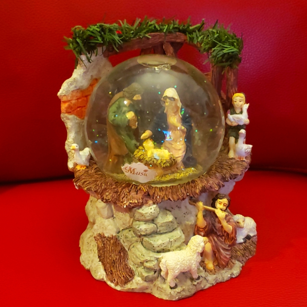 Oh Holy Night Snow Globe Music Box Plays Music